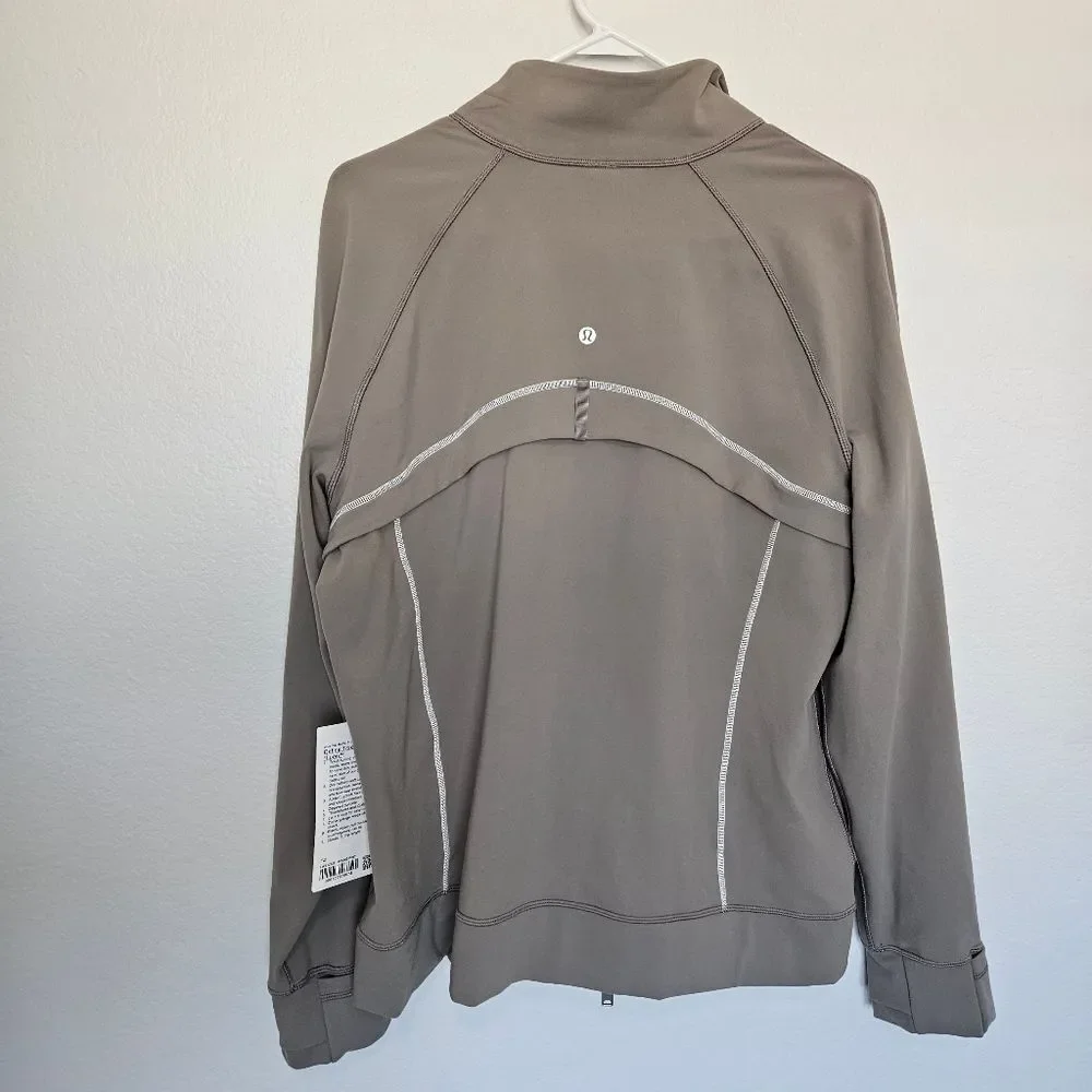 NWT Lululemon | Define Track Jacket Athleisure Luon Warm Ash Grey/White Women 14 - Picture 10 of 13